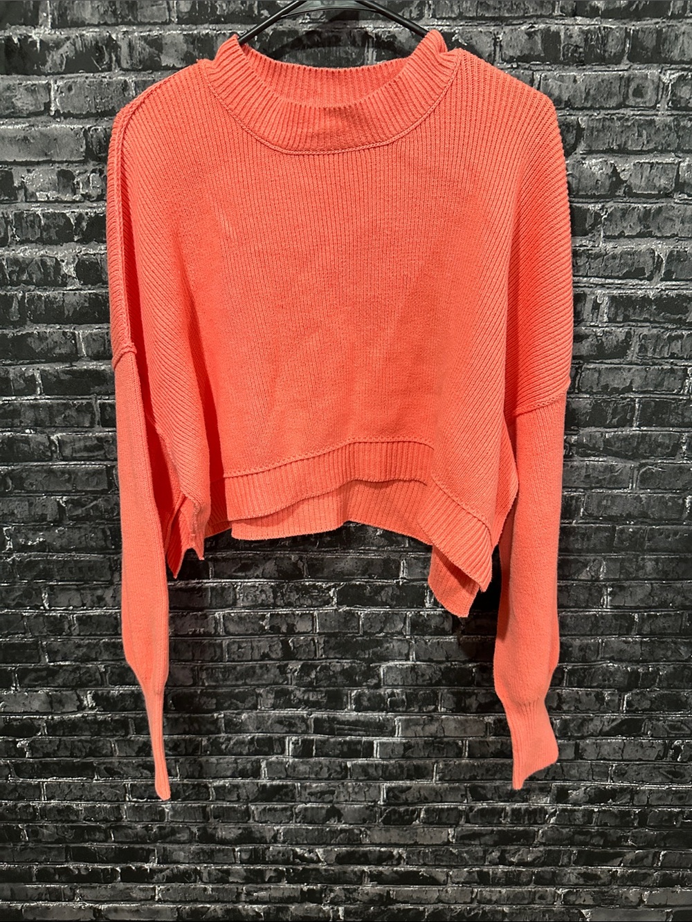 Free People Coral Cropped Crew Sweater